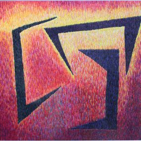 Gemälde, Heat. Embroidery painting in red velvet design., Ludmila Korets