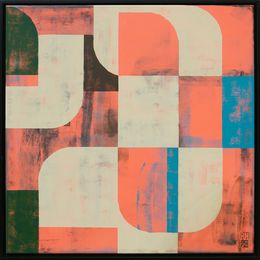 Painting, Circle in Circle Peach, Ronald Hunter