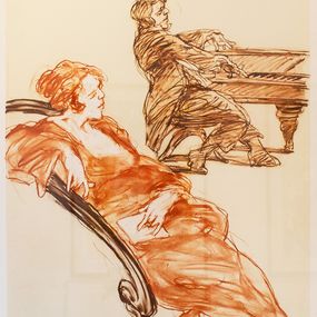 Drucke, Piano Romantique, lithographie originale, Claude Weisbuch