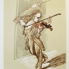 Drucke, Passacaille pour violon solo, lithographie originale, Claude Weisbuch