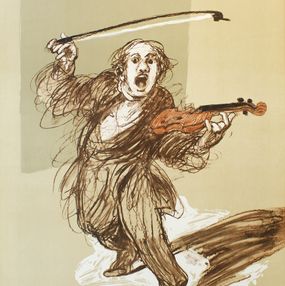 Drucke, L'Archet Rebelle, lithographie originale, Claude Weisbuch