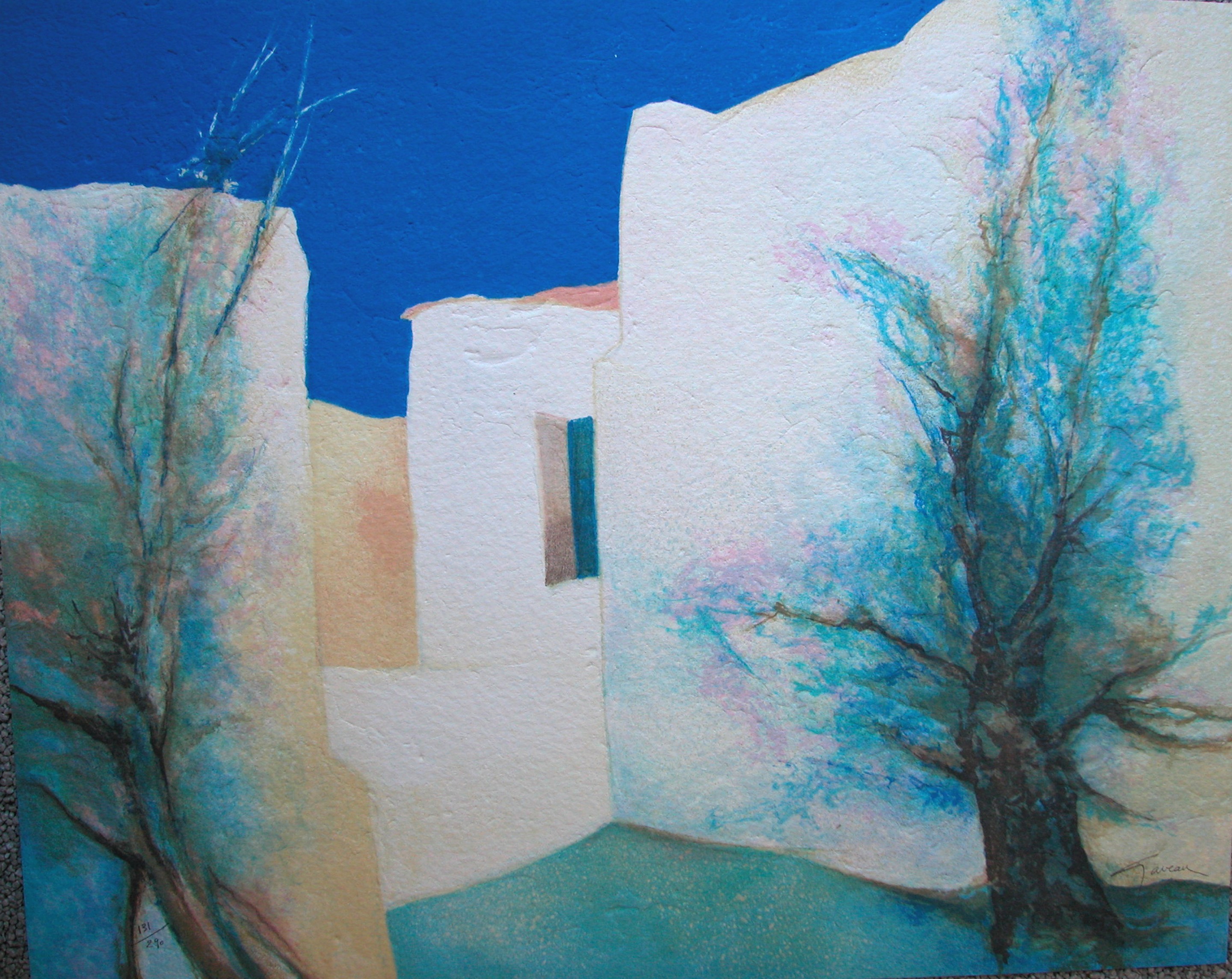 Claude Gaveau, Le printemps, lithographie originale avec un passage au carborundum Claude Gaveau, Le printemps, lithographie originale avec un passage au carborundum