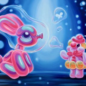 Gemälde, Bound by bubbles, Little Aii