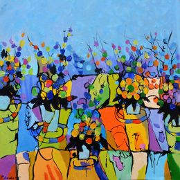 Peinture, Dancing flowers, Pol Ledent