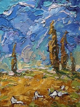 Gemälde, Geese in the autumn steppes, Ivanyuk Oleksiy