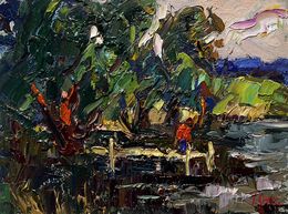 Gemälde, Willows by the river, Oksana Ivanyuk