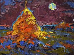 Gemälde, Moonlit night in the field, Ivanyuk Oleksiy