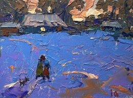 Gemälde, Walk on a winter evening, Ivanyuk Oleksiy