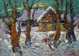 Gemälde, The yard was covered with snow, Oksana Ivanyuk