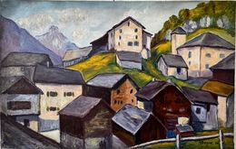 Gemälde, Village devant le Cervin, M. Broquet