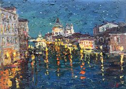 Peinture, Venice at night, Evgeny Chernyakovsky