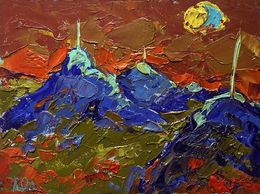 Gemälde, Full moon in the field, Ivanyuk Oleksiy