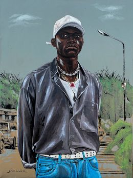 Painting, Standing Tall - 21st Century, Contemporary, Figurative, Portrait, Men, Africa, Eyitayo Alagbe