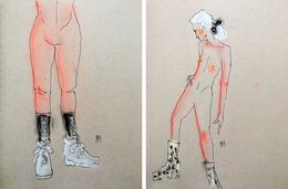 Dessin, Comme des Garcons and Louis XV Tries on Shoes, Diptych, Manuel Santelices
