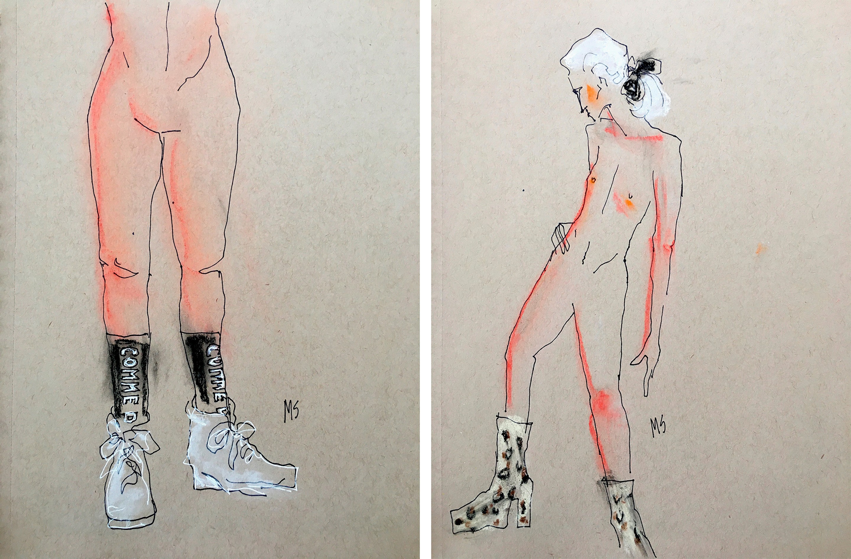 Manuel Santelices, Comme des Garcons and Louis XV Tries on Shoes, Diptych Manuel Santelices, Comme des Garcons and Louis XV Tries on Shoes, Diptych