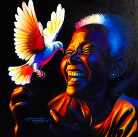 Peinture, Goodnews 3 - 21st Century, Contemporary, Figurative, Portrait, Bird, Happiness, Awosola Michael Angello