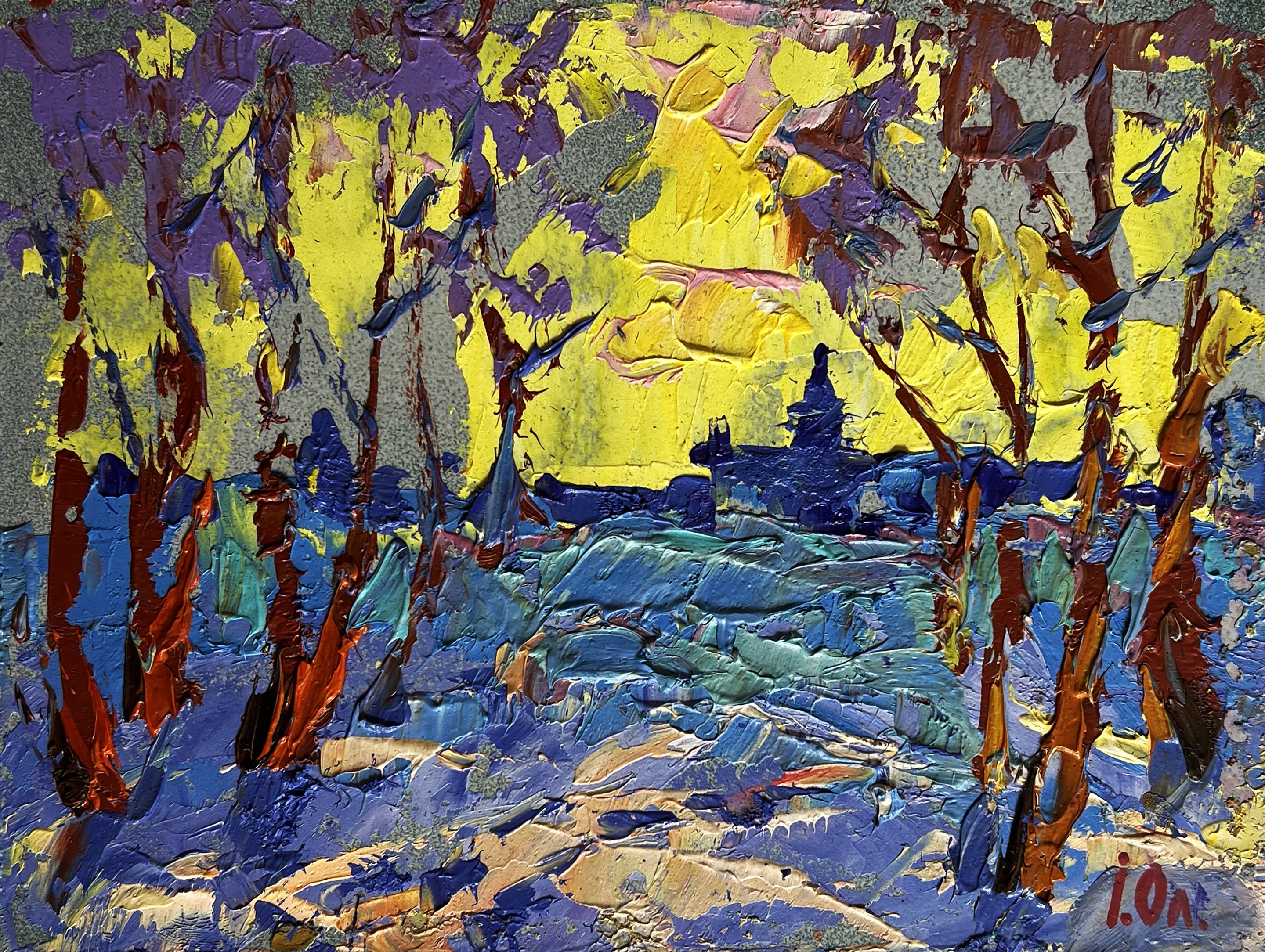 Ivanyuk Oleksiy, Winter evening with yellow sunset Ivanyuk Oleksiy, Winter evening with yellow sunset