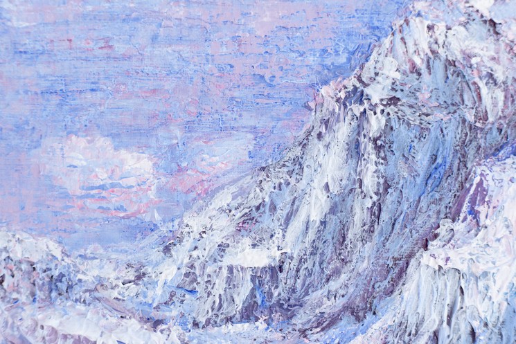Galina Vasiljeva, Beautiful Winter Sunrise in the Mountains, Painting on canvas