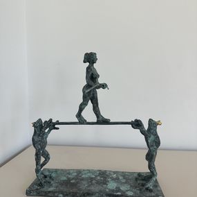 Sculpture, Tight Rope Walker with Frogs, Helle Rask Crawford