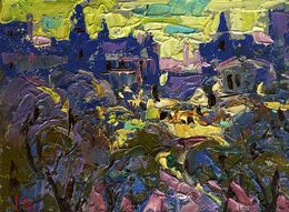 Gemälde, A yellow sunset illuminates the city, Ivanyuk Oleksiy