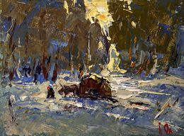 Gemälde, Winter evening in the forest, Ivanyuk Oleksiy