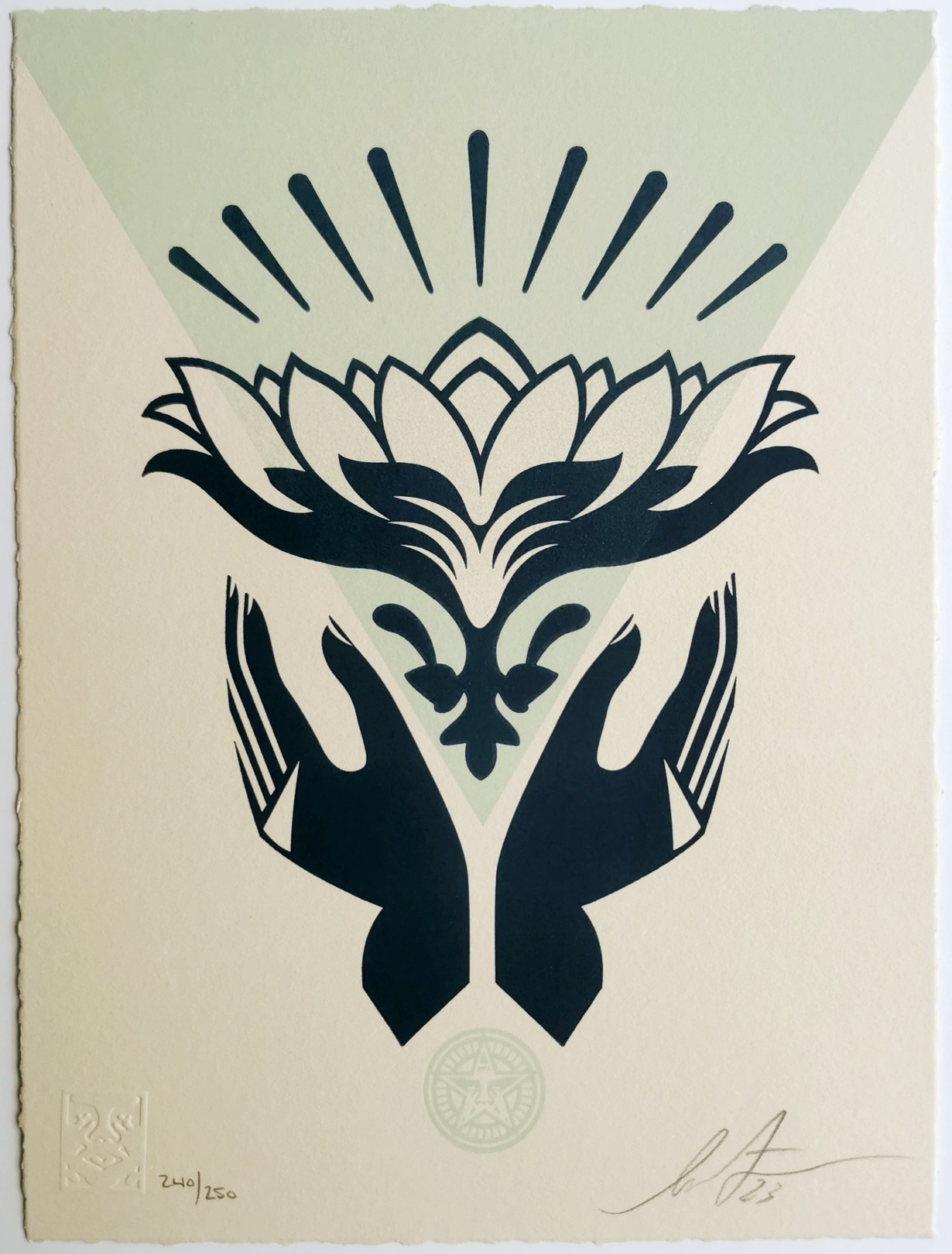 Shepard Fairey (Obey), Lotus Hands (Teal) Shepard Fairey (Obey), Lotus Hands (Teal)