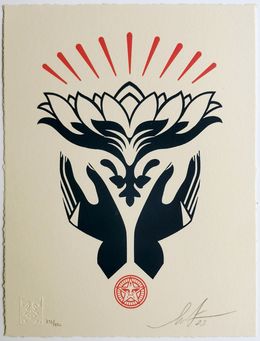 Print, Lotus Hands (Red), Shepard Fairey (Obey)