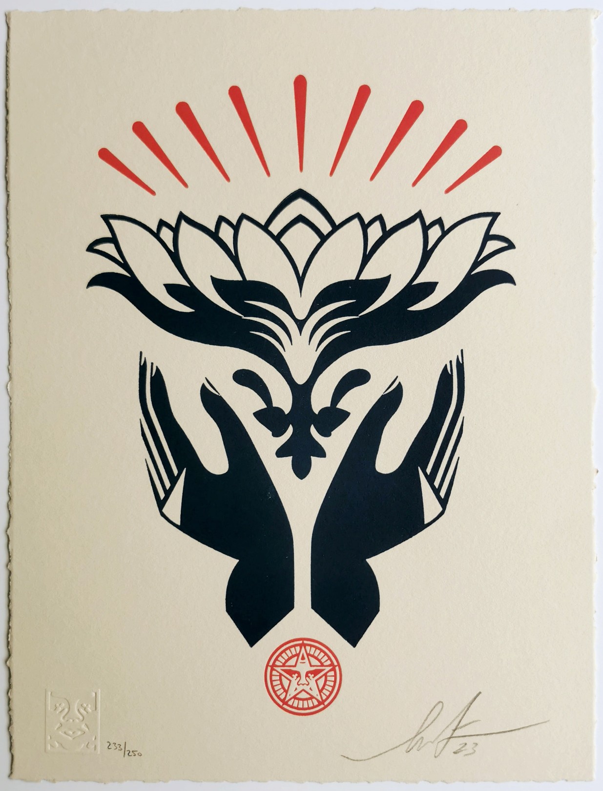 Shepard Fairey (Obey), Lotus Hands (Red) Shepard Fairey (Obey), Lotus Hands (Red)