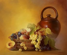 Gemälde, Cruche aux raisins, Ludivine Corominas