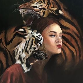 Gemälde, Tiger tamer, Mariia Ivanova