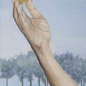 Gemälde, Oeuf de poule élevé en plein air - Figuration humoristique entre titre et oeuvre, Janek
