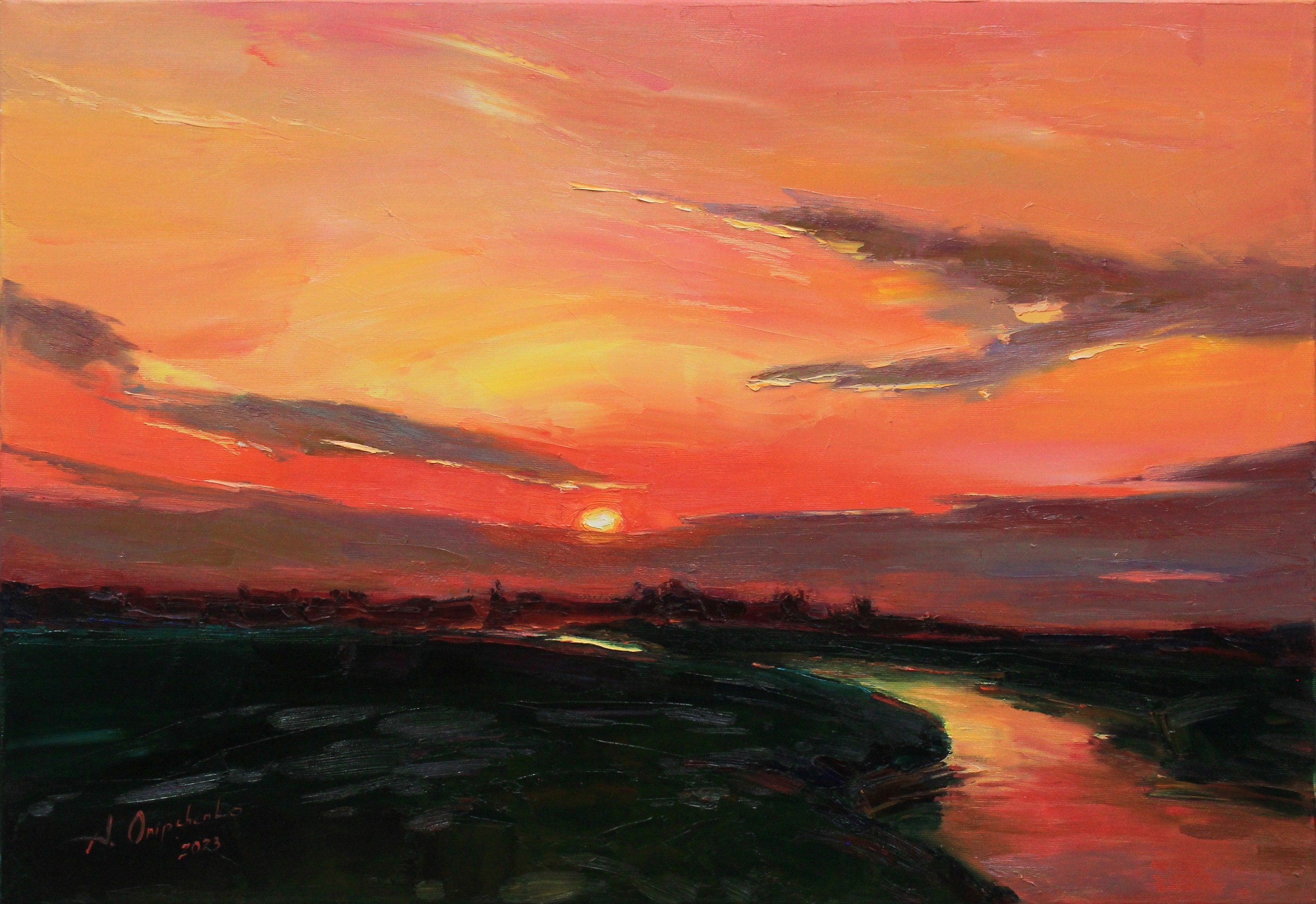 Alisa Onipchenko-Cherniakovska, Sunset near the river Alisa Onipchenko-Cherniakovska, Sunset near the river