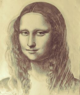 Fine Art Drawings, Mona Lisa colorless, Ana Maria Kis