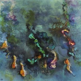Gemälde, Abstrait végétal 3 - Thème de l'oxydation, matière et couleur, Anne Pommier