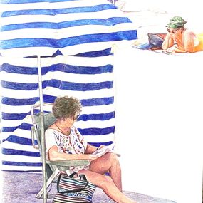 Zeichnungen, Femme en train de lire à Biarritz, Rosario Heins