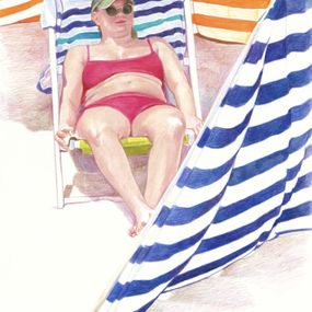 Zeichnungen, Femme en bikini rouge à Biarritz, Rosario Heins