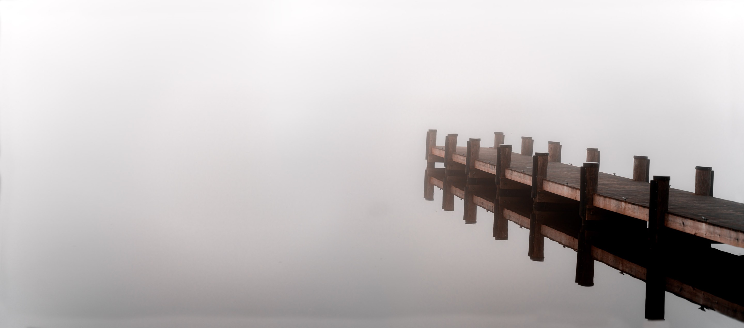 Beyti Barbaros, Panoramic misty morning lake scene Beyti Barbaros, Panoramic misty morning lake scene