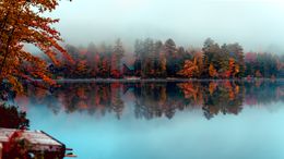 Photography, Panoramic Autumn lake scenery with trees, Beyti Barbaros