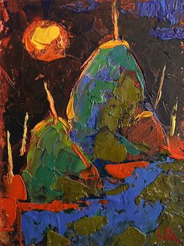 Gemälde, Yellow moon in the field, Ivanyuk Oleksiy