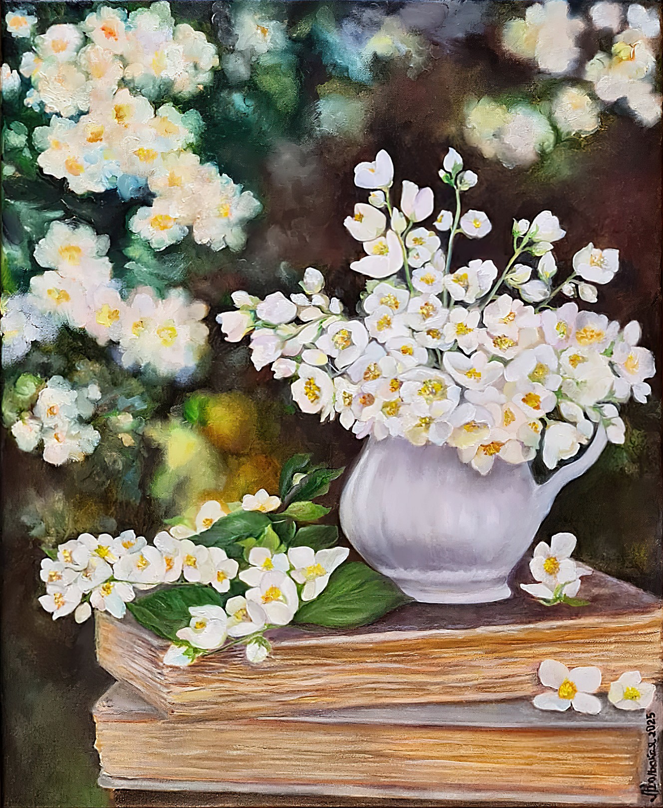 Lilya Volskaya, Still life with jasmine flowers Lilya Volskaya, Still life with jasmine flowers