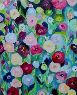Gemälde, Evening flowers - landscape of the Volsky Lily, Lilya Volskaya