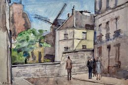 Gemälde, Le moulin de Montmartre  Réf : CPBD1122, André-Léon Vivrel