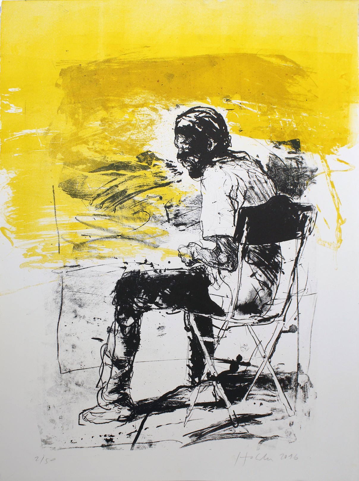 Christophe Hohler, Homme assis, lithographie originale Christophe Hohler, Homme assis, lithographie originale