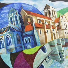 Gemälde, Auvers sur Oise N°26 - Eglise Notre Dame de l'Assomption, François Milcar