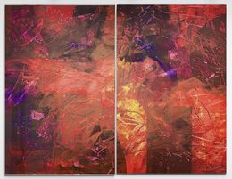 Gemälde, Terra Mystica no. 924 set of 2 large red abstract, Anita Kaufmann