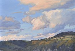 Painting, August 8, sunset on the Vert peak, Anne Baudequin