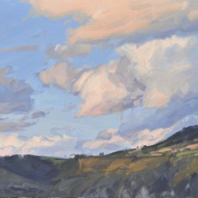 Painting, August 8, sunset on the Vert peak, Anne Baudequin