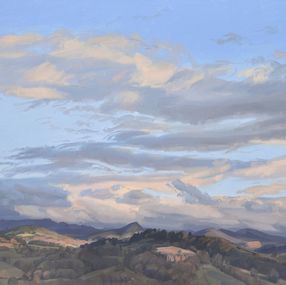 Painting, December 12, sunset on the Roches de Mariol, Anne Baudequin