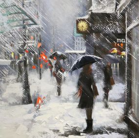Gemälde, Winter White in Midtown Manhattan, Chin H Shin