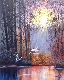 Gemälde, Morning forest, Elena Sokolova